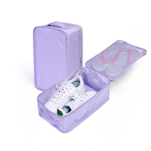 Travel Shoe Bags, Foldable Waterproof Shoe Pouches Organizer-Double Layer (6 Purple Shoe Bags) - color: Purple, size: 6 Packs