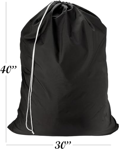 Personalized Nylon Laundry Bag - Locking Drawstring Closure and Machine Washable Black - color: Black