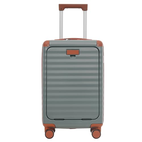 5 Piece Luggage Set, Front Opening Expandable ABS Suitcase with USB Port TSA Lock, 20/24/28 Inch Carry On Luggage Set with Toiletry Bag & Attachable Duffel Bag, Grey Green - color: N + Grey Green