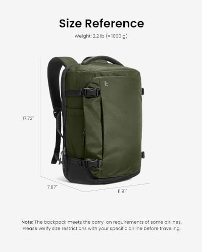 tomtoc Travel Backpack 28L,TSA Personal Item Bag Flight Approved,PFAS Free - color: Green-ripstop, size: 28L