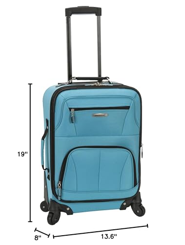 Rockland Pasadena Expandable Spinner Carry-on 19", Turquoise - color: Turquoise