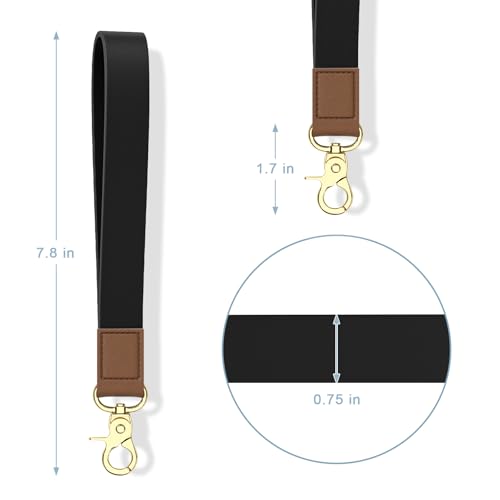 Credit Card Holder, Small RFID Wallet Slim Leather Card Organizer Case - color: A-Black, size: Wrist Strap