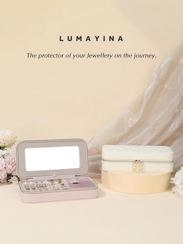 Soft-Touch Leather Travel Jewelry Case with Mirror, Jewelry Box - color: Blush Pink