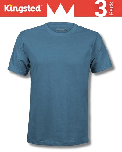 Kingsted Mens T-Shirts - Super Soft & Durable, Classic Fit Crew Neck Shirts - color: Royal 3 Pack, size: 4X-Large