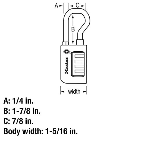 Master Lock Padlock, Set Your Own Combination TSA Accepted Luggage Lock, 1-5/16 in. Wide, 4696D, Black - size: 1 Pack