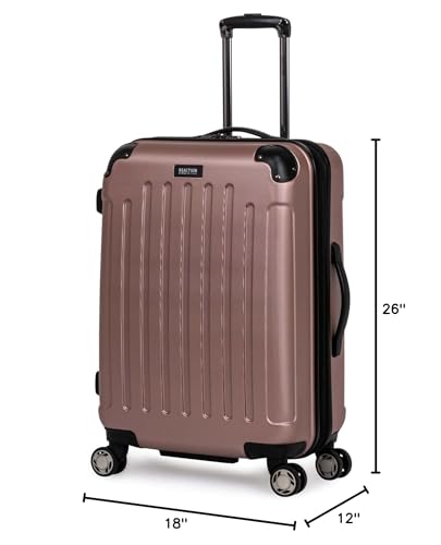 Kenneth Cole REACTION Renegade Luggage Expandable 8-Wheel Spinner Lightweight Hardside Suitcase, Rose Gold, 24-Inch Checked - color: Rose Gold, size: 24-Inch Checked