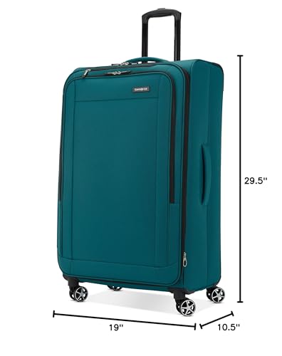 Samsonite Saire LTE Softside Expandable Luggage with Spinner Wheels, Pine Green, Large Checked Suitcase - color: Pine Green, size: Checked-Large Spinner