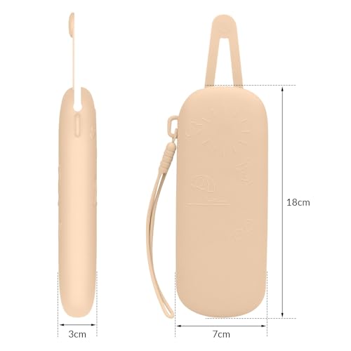 2 Pack Silicone Magnetic Sunglasses Pouch,Portable Makeup Brush Bag with Lanyard, 7.08 * 2.75 Inch (Khaki) - color: Khaki