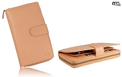 Big Fat RFID Blocking Leather Organizer Checkbook Wallets For Women - Clutch - color: APRICOT