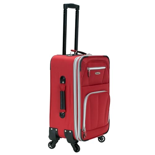 Rockland Pasadena Expandable Spinner Carry-on 19", Red - color: Red