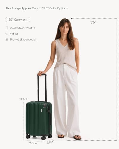 Coolife Luggage, Lightweight and Durable Hardshell, 20 in, Dark Green - color: Dark Green2.0, size: S(20in)