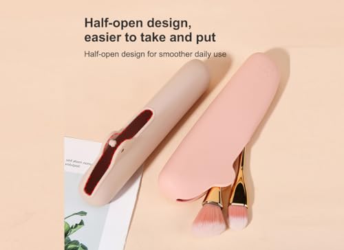 Womens Soft Silicone Travel Makeup Brush holder,Dust-proof Portable,Soft and Eco-Friendly Beauty Make up Organizer (1, Cream white Brush Holder) - color: Cream white Brush Holder