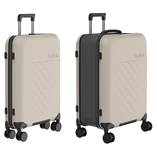 ROLLINK Foldable Flex 360 Medium Checked Suitcase 26” – Hardshell Luggage, Double Spinner Wheels, TSA Lock, Lightweight & Durable Travel Case – Scratch, Water & Impact Resistant (Atlantic Blue) - color: Atlantic Blue, size: Checked-Medium 26-Inch