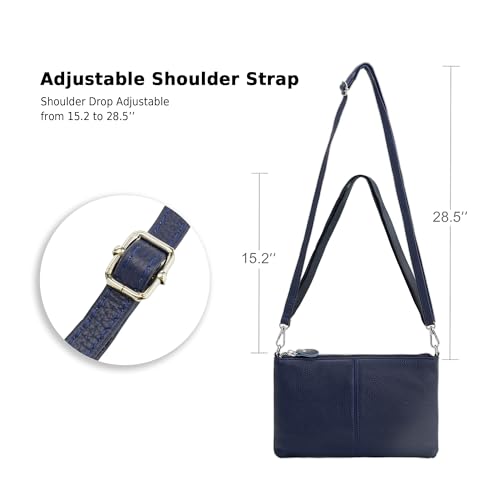 befen Genuine Leather Small Crossbody Bags for Women Wristlet Wallet Purses - color: Blue,navy