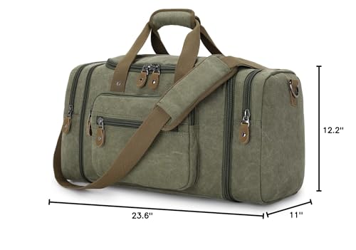 Gonex Canvas Duffle Bag, Expandable 60L Travel Overnight Weekender Bag - color: Army Green, size: X-Large-60L (Without Shoe Compartment)