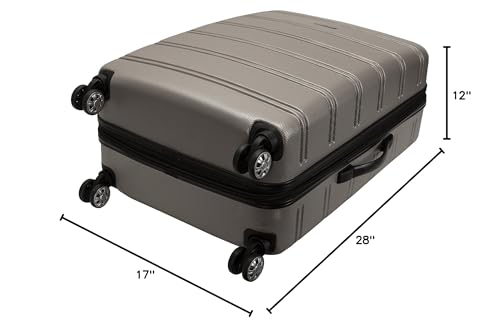 Rockland Melbourne Hardside Expandable Spinner Wheel Luggage, Checked Large 28", Silver - color: Silver, size: Checked Large 28"