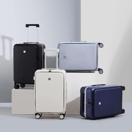 Hanke 20 Inch Carry On Luggage with Front Pocket Aluminum Frame, Hard Shell Suitcases with Wheels, Rolling Luggage, Suitcase with Lock, Travel Luggage for Weekender, Dark Blue - color: Dark Blue, size: 20 Inch-1