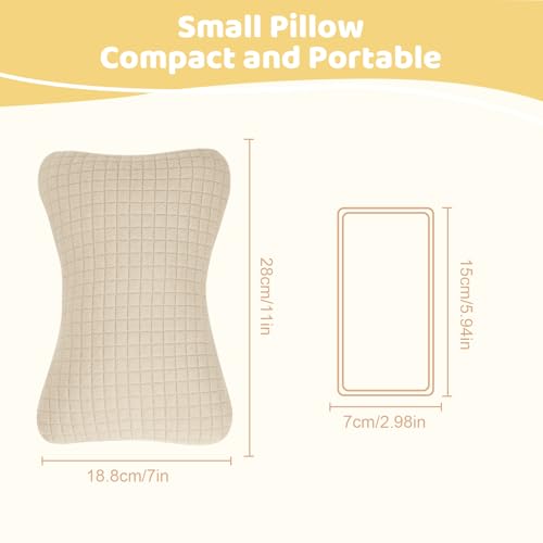 vocheer Small Pillow with Removable Cover, 11"x 7" Tiny Travel Pillow 1 PC - color: Dark Beige-1pc