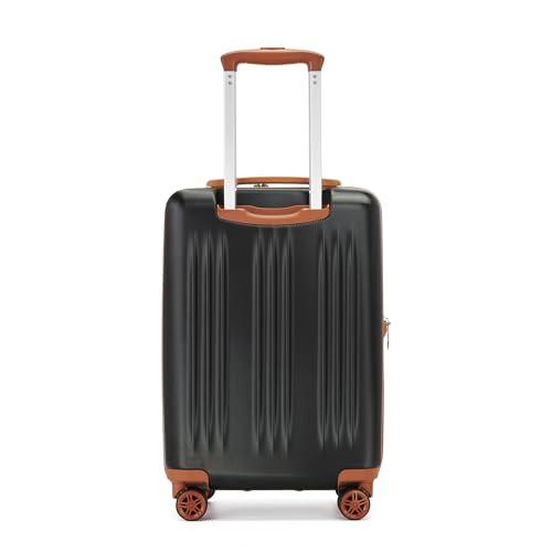 Kono Carry On Luggage 22x14x9 Airline Approved 20 Inch Expandable TSA Lock - color: Black&Brown, size: 20"