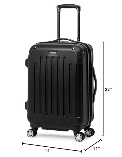 Kenneth Cole REACTION Renegade Luggage Expandable 8-Wheel Spinner Lightweight Hardside Suitcase, Black, 20-Inch Carry On - color: Black, size: 20-Inch Carry On