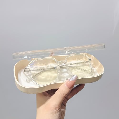 Glasses Case Hard Shell, Clear Eyeglass Case, Cute Holder for Sunglasses and Reading Glasses - color: Pink Flower