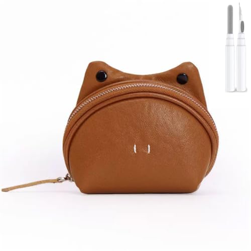 Light Brown Leather Mini Backpack Case for AirPods,Purse Coin Wallet,Travel - color: Light Brown Backpack