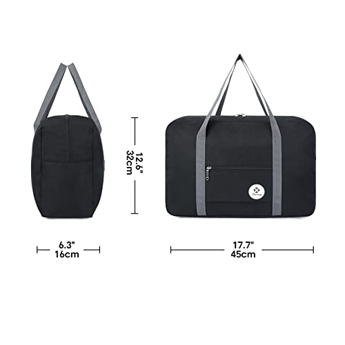 Narway Personal Item Travel Bag, Foldable Carry on Duffle Bag for Women Men - color: AB-Black