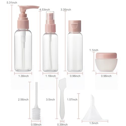 8 PACK Portable Travel Refillable Bottles Set – Transparent Plastic Spray and Cream Containers for Lotion, Shampoo, Skincare, and Toiletries