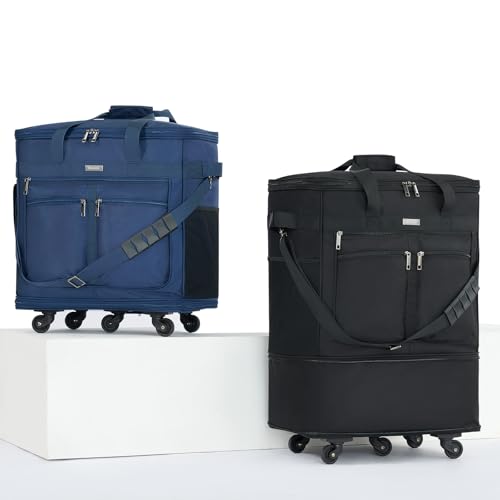 MILADA Expandable Checked Luggage Collapsible Duffle Bag 68L-98L, Blue - color: Blue