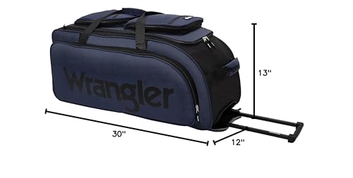 Wrangler Wesley Rolling Duffel Bag, Navy Blue, Large 30-Inch - color: Navy Blue