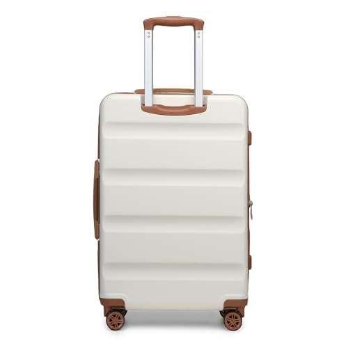 Kono 24 Inch Expandable Hardshell Luggage with Spinner Wheels White - color: White, size: Checked-Medium 24 Inch