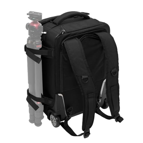 SLINGER 2-in-1 Wheeled Camera Backpack, Rolling Luggage Case with Handle and Anti-Shock Dividers for DSLR Cameras, Lenses, Hoods, Lighting, Tripod, & Accessories, Travel Bag with Wheels