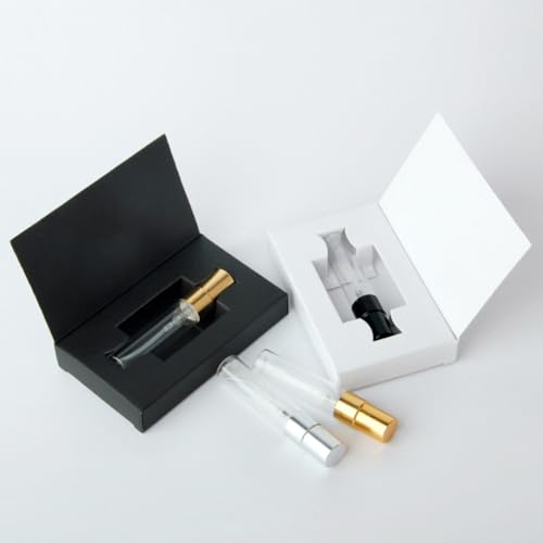 ZJchao Perfume Empty Bottle Gift Package Box 10ml Travel Size Spray Bottle Essential Oil Container Set of 10 Black White Cardboard Paper Packaging