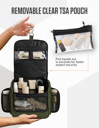 VENTURE 4TH Hanging Travel Toiletry Bag, 18 Compartments - Dark Green - color: Dark Green