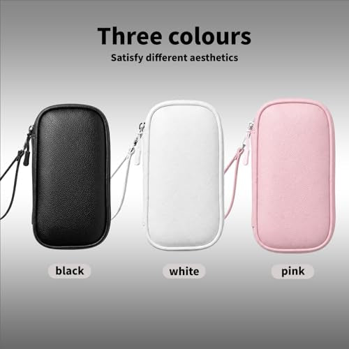 Leather Electronic Organizer Bag, Waterproof Travel Tech Pouch for Cord, Cable, Charger, Phone & Accessories (Pink)