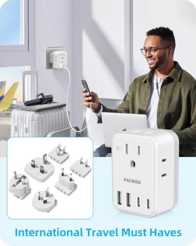 International Power Adapter Set, Travel Adapter, US to EU/UK/AUS/Japan - style: World Adapter+Type F/G/I/C/B/A