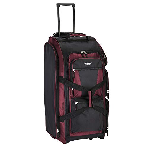 Travelers Club Xpedition 30 Inch Multi-Pocket Upright Rolling Duffel Bag - color: 크림슨 레드.