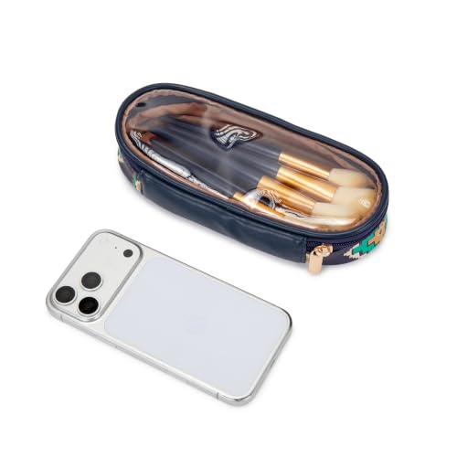 Wrangler Travel Makeup Bag 2pcs Set Cosmetic Bag with Makeup Brush Holder - color: Aztec-Blue