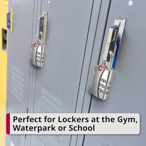 Fosmon TSA Approved Luggage Locks, 3 Digit Padlock, 2 Pack Silver - color: 3 Digit Silver 2 Pack