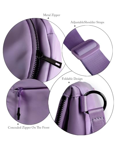 Crescent Bag for Women,Medium Nylon Crescent Bag Single Shoulder Bag - color: Dark Purple