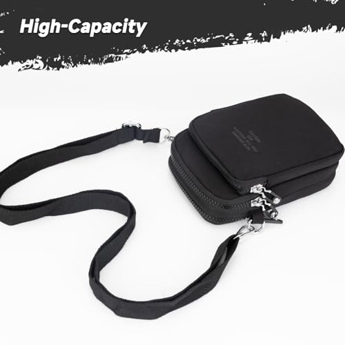 JANKS Small Crossbody Bag for Women Mini Cell Phone Bag Travel Pouch Wallet Purses Adjustable Over Shoulder Strap - color: 03 Black
