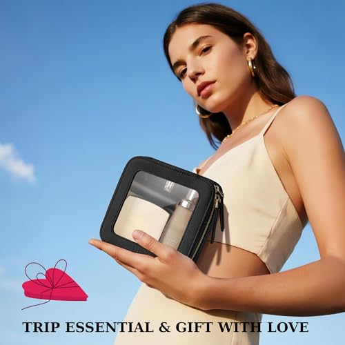 Small Clear Makeup Bag for Purse, Travel Cosmetic Case, Black, Mini - color: Black, size: Mini