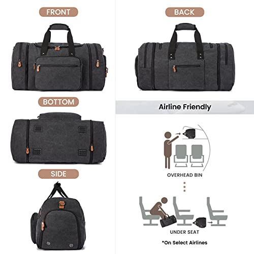 Sucipi Canvas Duffel Bag for Men, Expandable Weekend Overnight travel bags - color: Dark Grey-3 piece set