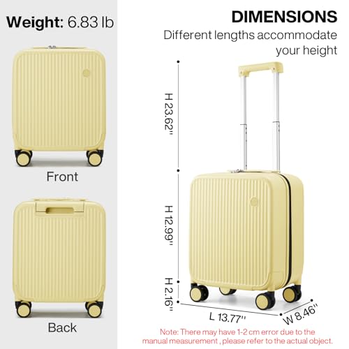 mixi Underseat Carry on Luggage 16 Inch Hardshell PC Suitcase with Spinner Wheels TSA Lock for Travel, Lark Yellow - color: Lark Yellow TSA2, size: 16-inch