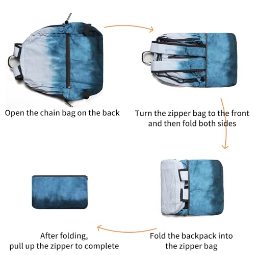 Lightweight Packable Foldable Backpack,Hiking backpack,Travel Backpack - color: White Blue Gradient