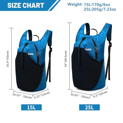 Ultra Lightweight Foldable Backpack,Water Resistant Small Packable Hiking Daypack Outdoor Camping Travel Bag - color: Blue, size: 25L
