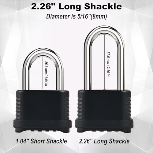 4 Digit Heavy Duty Combination Lock - 105mm Long Shackle Weatherproof - style: 4pcs Long-Black