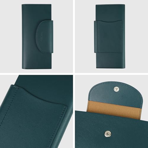 carrotez All-in-One Long Bifold 2-Tier PU Leather Wallet - Dark Green - color: Dark Green