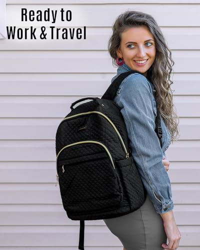 LIGHT FLIGHT Women Backpack for Work Laptop Backpack Women Travel Backpack Laptop Bag 15.6'' Laptop backpack - color: Black