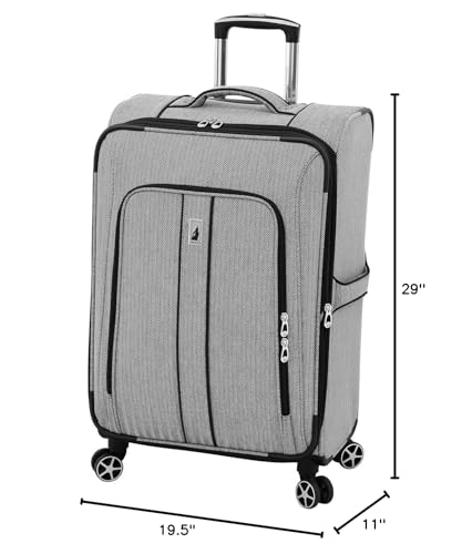 London Fog Newcastle 28 Expandable Spinner - color: Black White Herringbone, size: Checked-Large 28-Inch